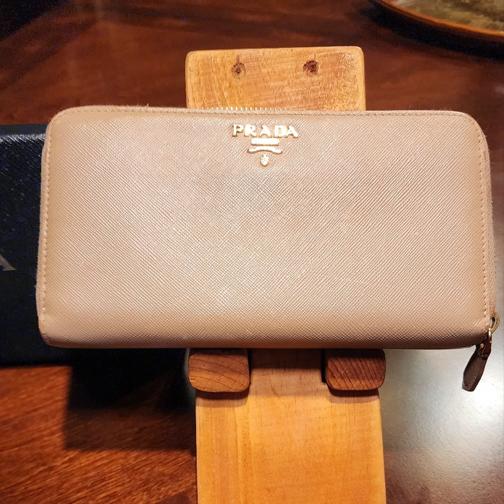 Prada Beige Zip Wallet